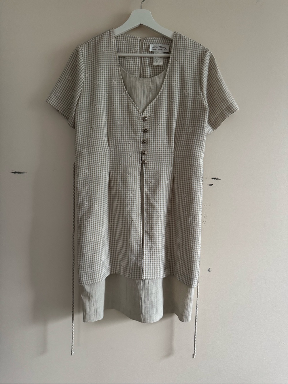 Giorgio Fiorelli Light Beige Checked Short-Sleeve Blazer Dress